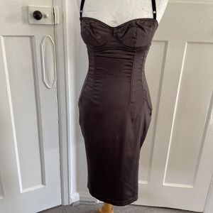 Dolce & Gabbana Silk Corseted Bustier Dress, Stretch Silk. Chocolate, Size 42